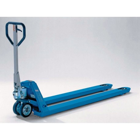 PROLINE Hand pallet truck with extended forks and increased capacity PFAFF silberblau