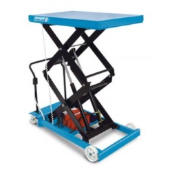 HF-DE Scissor elevating platform, mobile with double vertical scissor - electric hydraulic system model PFAFF silberblau